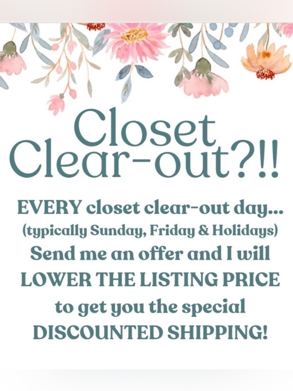 Get atleast 10% off & Reduced Shipping on Closet Clearout(CCO)Days-Not For Sale